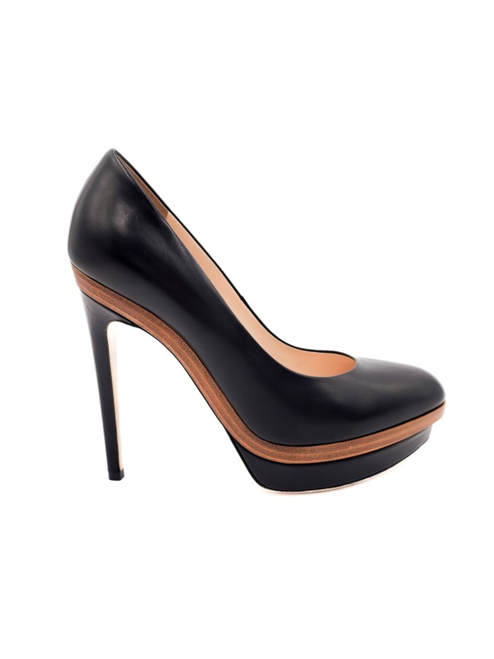 Fendi Leather Platform Round Toe FF Logo Pumps Heels EU 38
